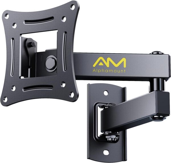 Alphamount TV Wall Bracket Swivel Tilt for 13-30 inch TV & Monitor up to 15 kg, Full Motion Single Monitor Arm TV Wall Mount for Corner, Max VESA 75x75-100x100mm, APXSF2-E